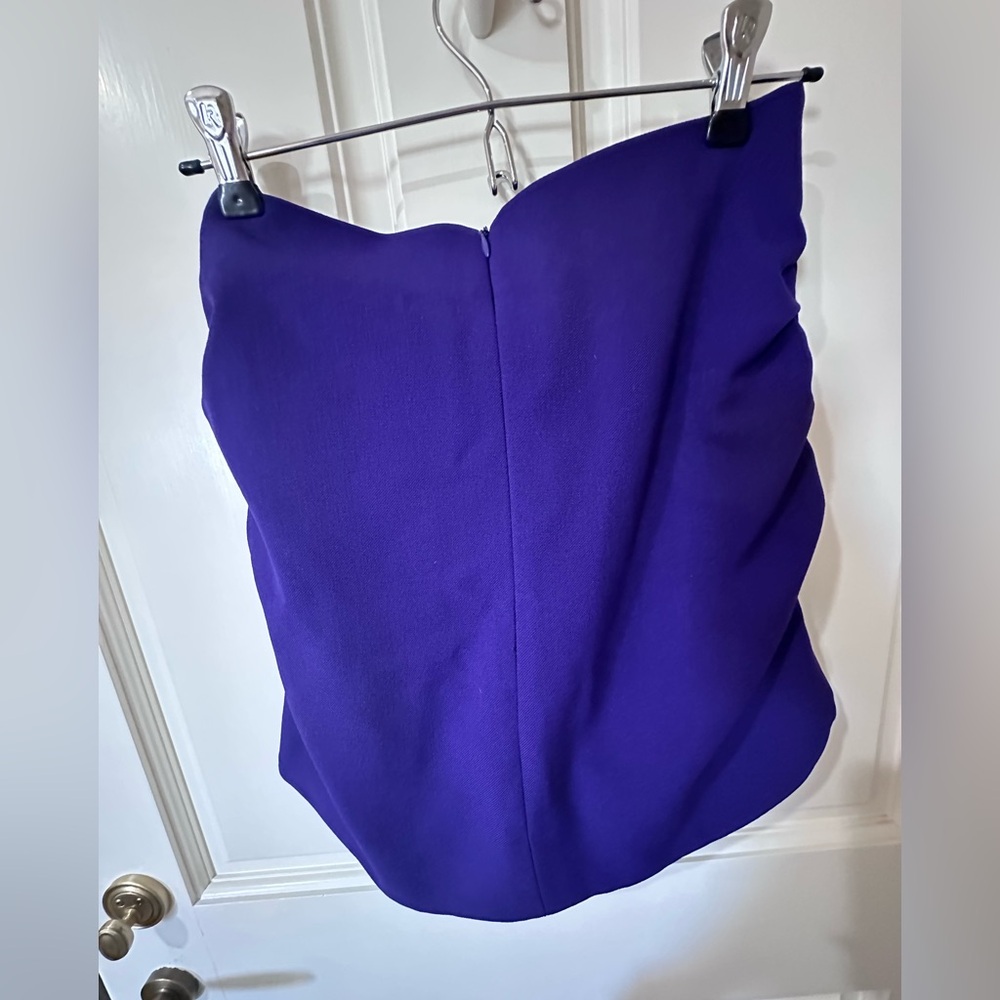 Zara Bold Purple Strapless Draped Top - Picture 3 of 16